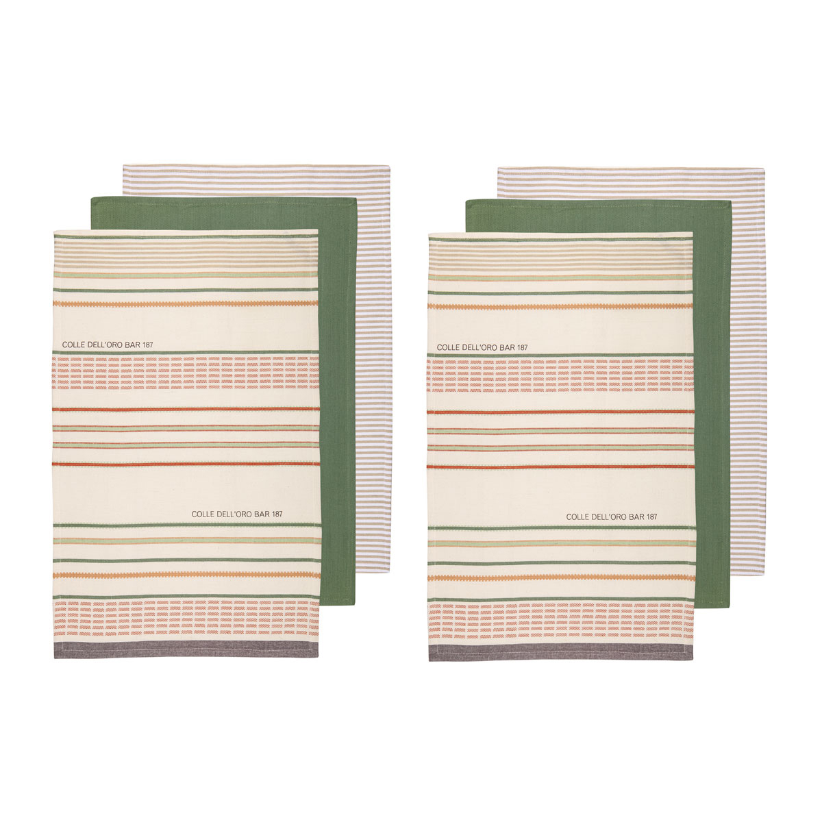 V442-LDE-TEAT-SANCTUARYSETOF6-GREEN-RE-77997-00 Ladelle Set of 6 Sanctuary Cotton Kitchen Tea Towels 50 x 70 cm Green - Image 1