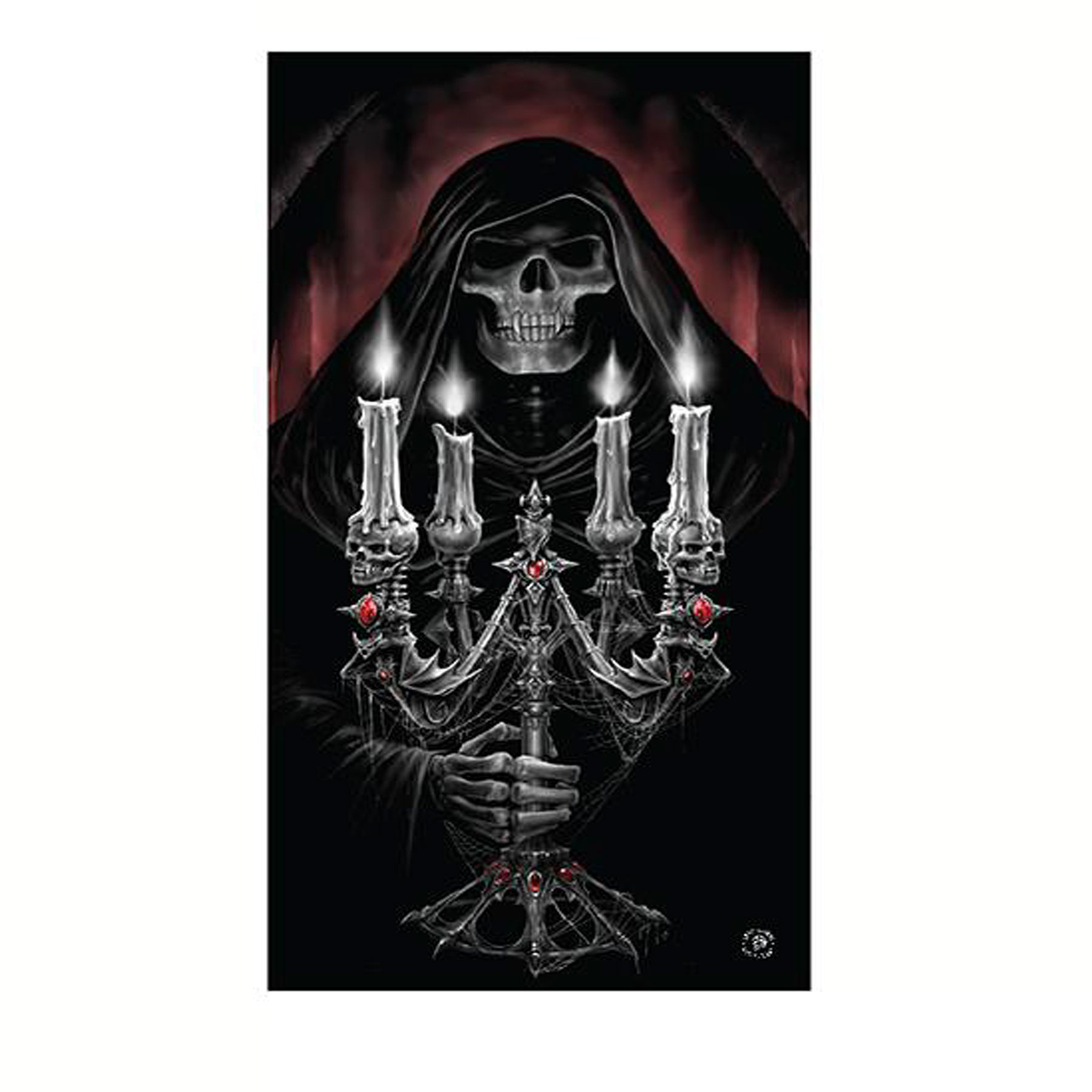 V442-LDE-TOWEL-CANDELABRA-BLACK-RE-77737-00 Anne Stokes Candelabra Beach Towel 75 x 150 cm - Image 1