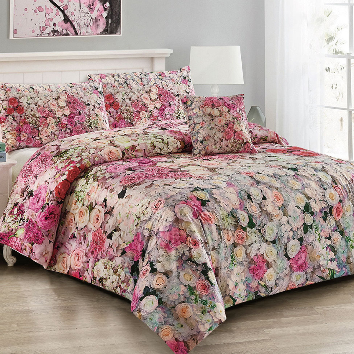 V442-MFL-QUILTCS-EVALINE-MULTI-QS-204224-00 Georges Fine Linens Evaline Quilt Cover Set Queen - Image 1