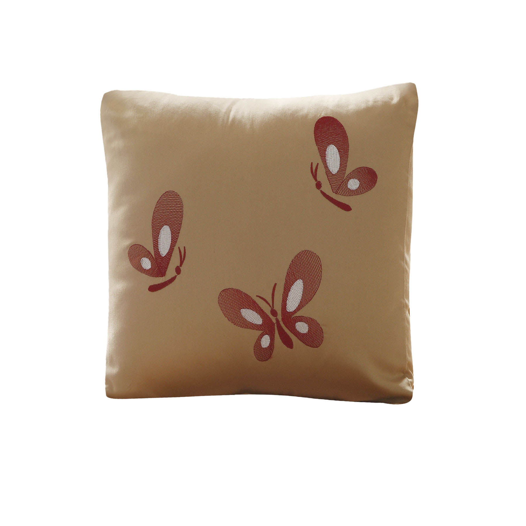 V442-ORS-CUSHION-FAN-LATTE-SQ-213296-00 Orient Sense Fan Butterfly Embroidery Filled Cushion 40cm x 40cm - Image 1