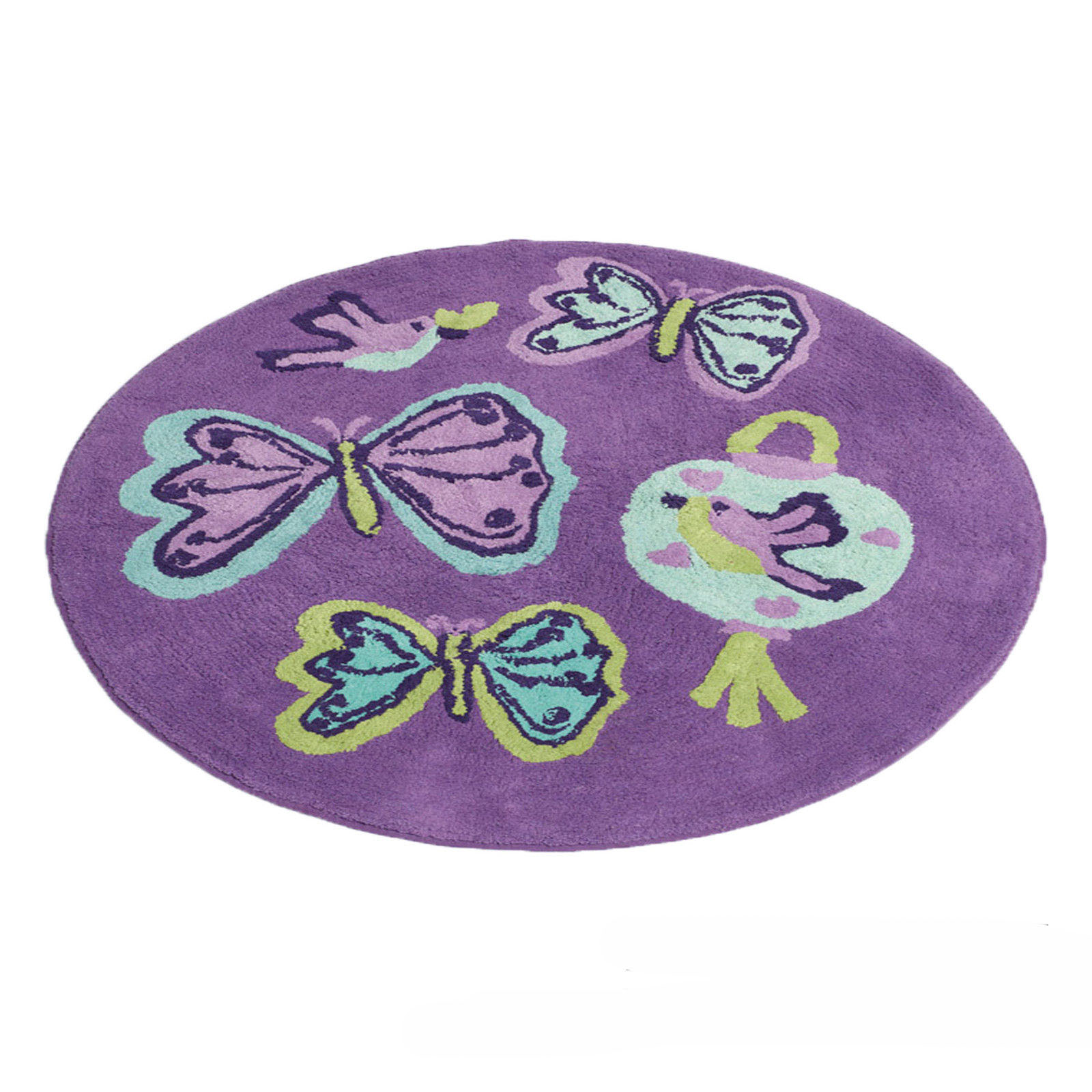 V442-PIL-FLOORR-BUTTERFLYLANTERN-PURPLE-RD-213298-00 Jiggle & Giggle Butterfly Lantern Floor Rug 80cm Diameter - Image 1