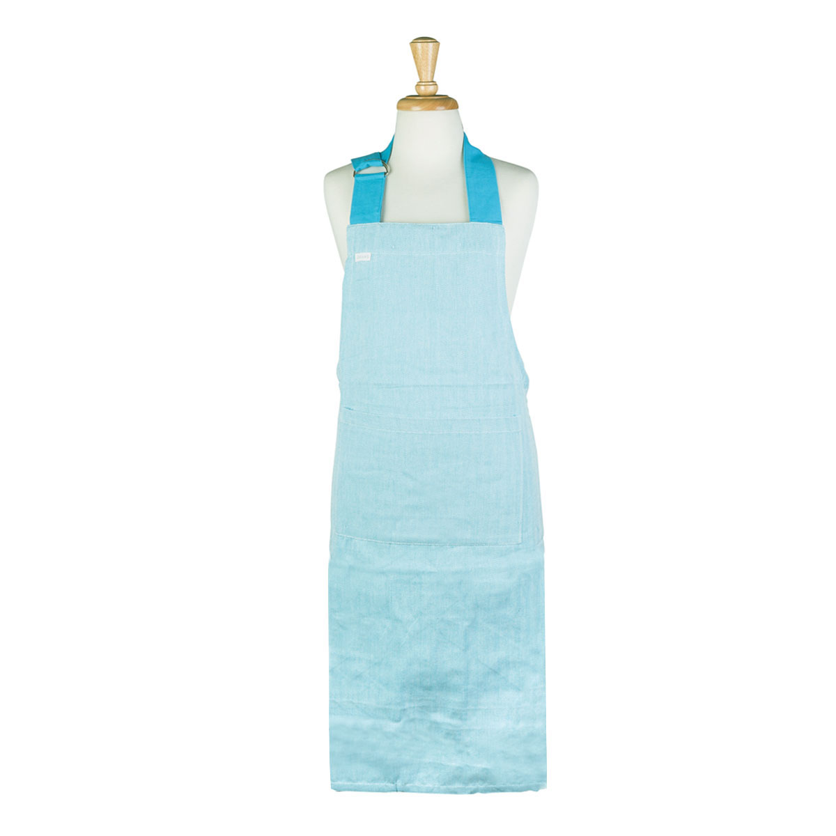 V442-RAN-APRON-HERRINGBONE-BLUE-SH-77624-00 Rans Herringbone Blue Cotton Apron - Image 1