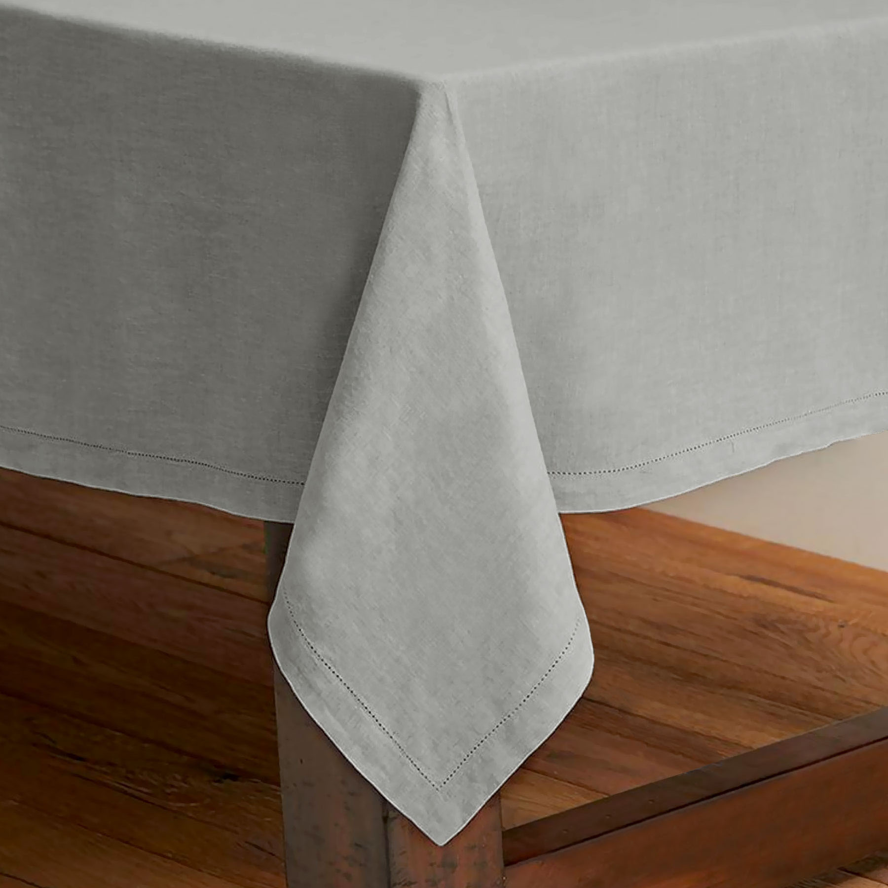 V442-RAN-TABLEC-HEMSTITCH230-GREY-RE-77532-00 Rans Pure Cotton Hemstitch Tablecloth 150 x 230 cm - Grey - Image 1