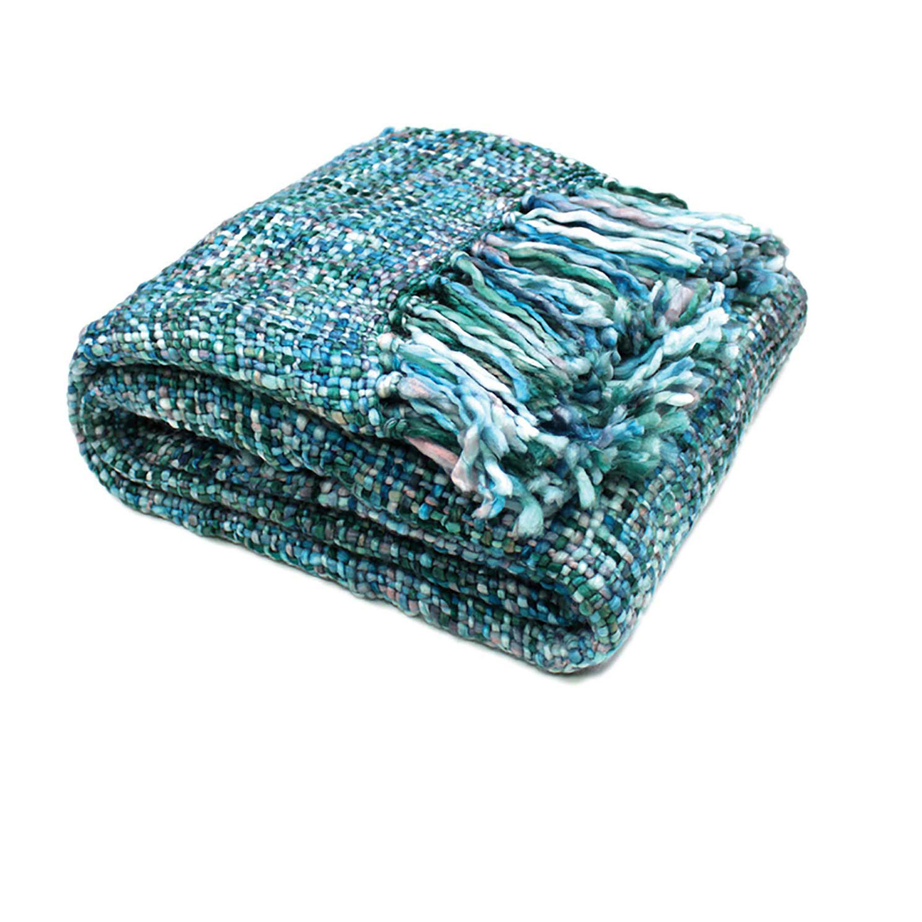 V442-RAN-THROW-OSLOCOOLPOOL-BLUE-RE-77471-00 Rans Oslo Knitted Weave Throw 127x152cm - Cool Pool - Image 1