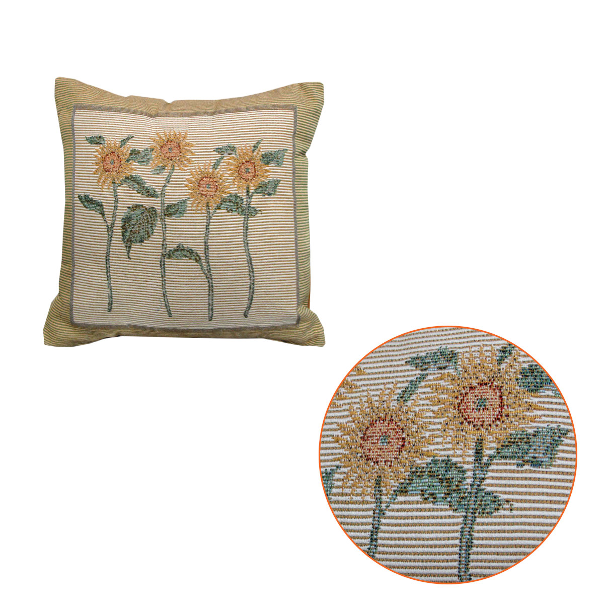 V442-RAP-CUSHION-SUNFLOWERBELLA-WHEAT-SQ-208793-00 Rapee Bella Sunflower Tapestry Filled Cushion 32 x 32 cm - Image 1