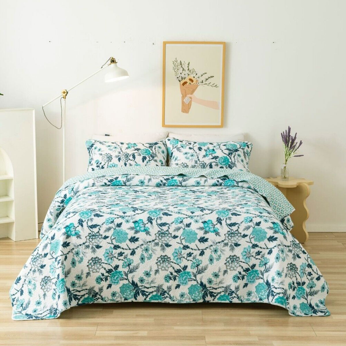 V442-STT-COVERLET-DELTA-BLUE-QS-209156-00 100% Cotton Lightly Quilted Coverlet Set Delta Queen 230 x 250 cm - Image 1