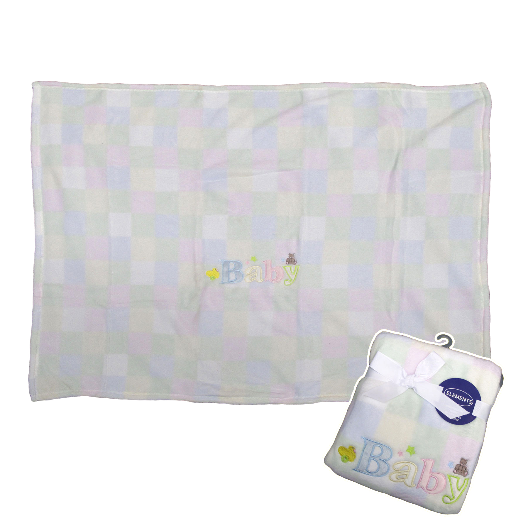 V442-TOC-BLANKET-EMBROIDERYBABY-MULTI-RE-204257-00 Elements Embroidery Baby Coral Fleece Blanket - Bassinette - Image 1