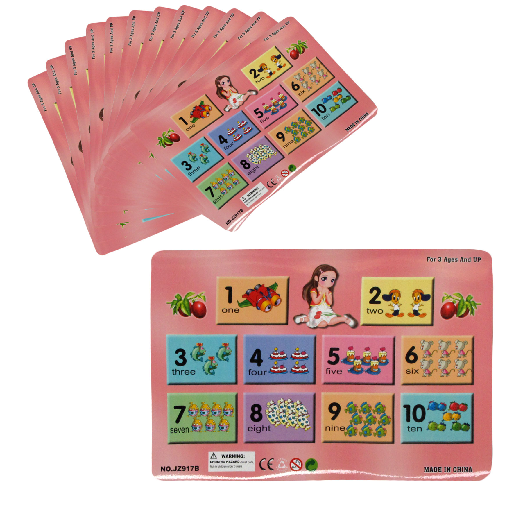 V442-TOC-TABLEPLACEMAT-COUNTINGNUMBERS-PINK-RE-209110-00 Set of 12 PVC Easy Care Placemats - Counting Numbers - Image 1