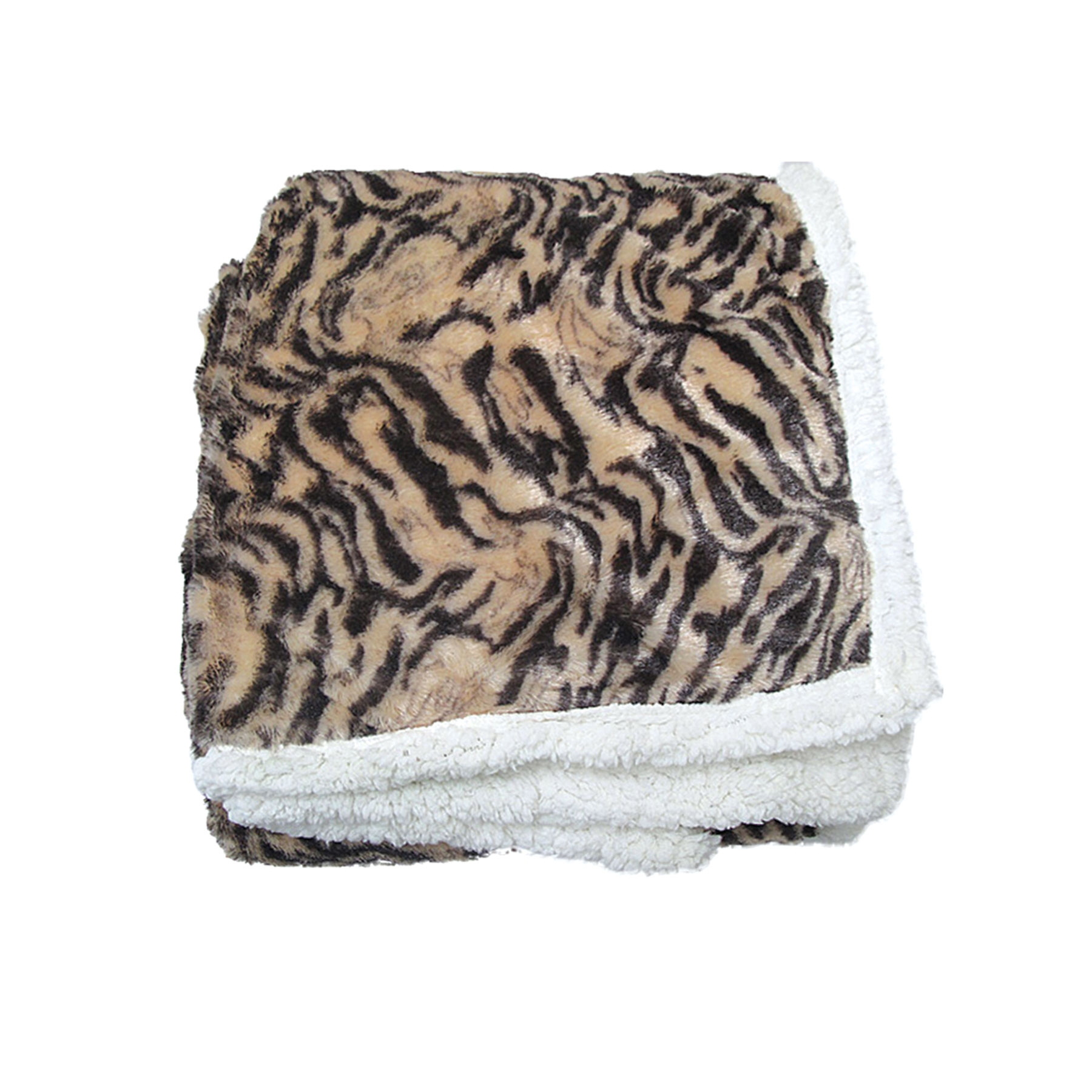 V442-TOC-THROW-MOUNTAINCAT-LATTE-RE-209139-00 Luxury Faux Fur Reversible Throw Rug - Mountain Cat - Image 1