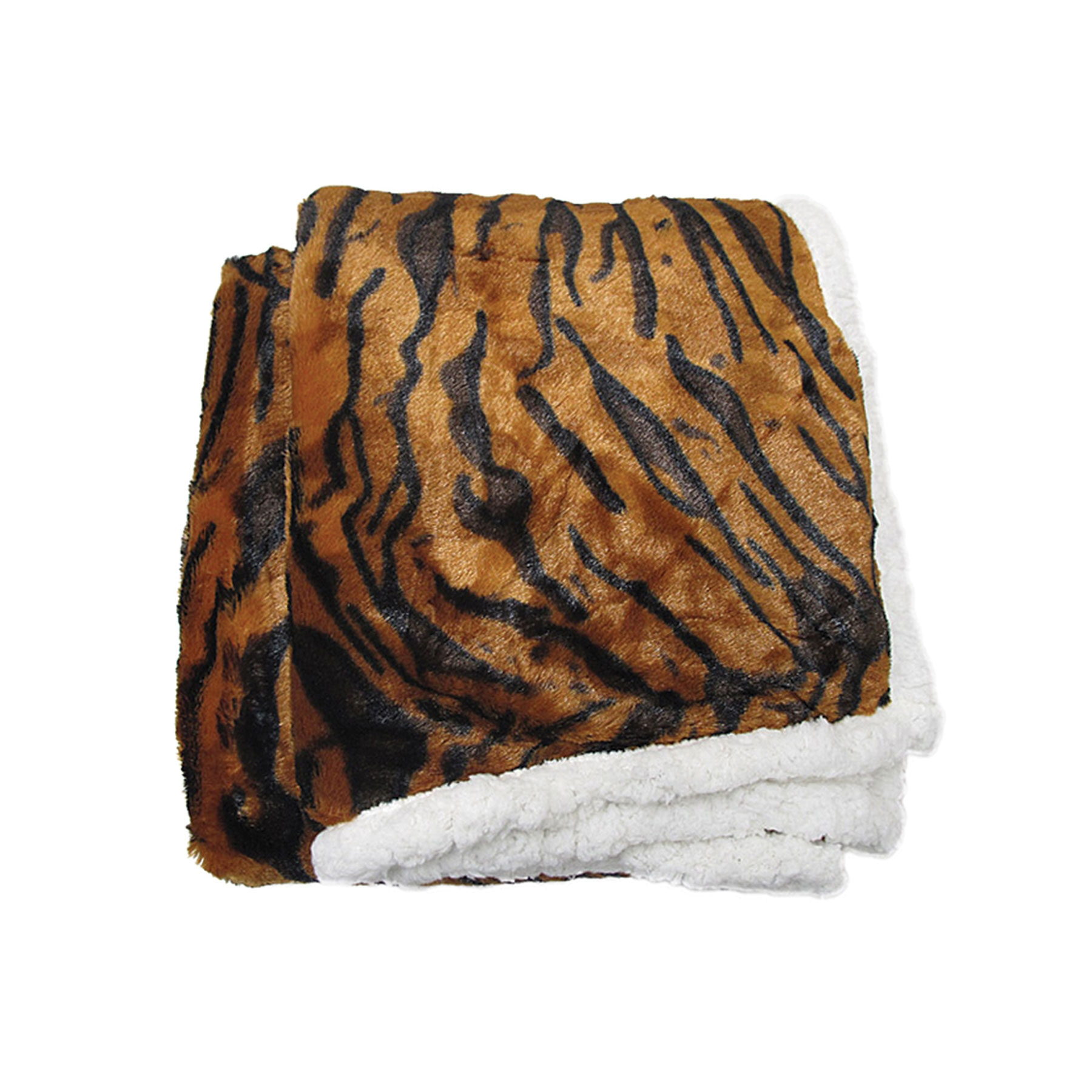 V442-TOC-THROW-TIGER-ORANGE-RE-209138-00 Luxury Faux Fur Reversible Throw Rug - Tiger - Image 1