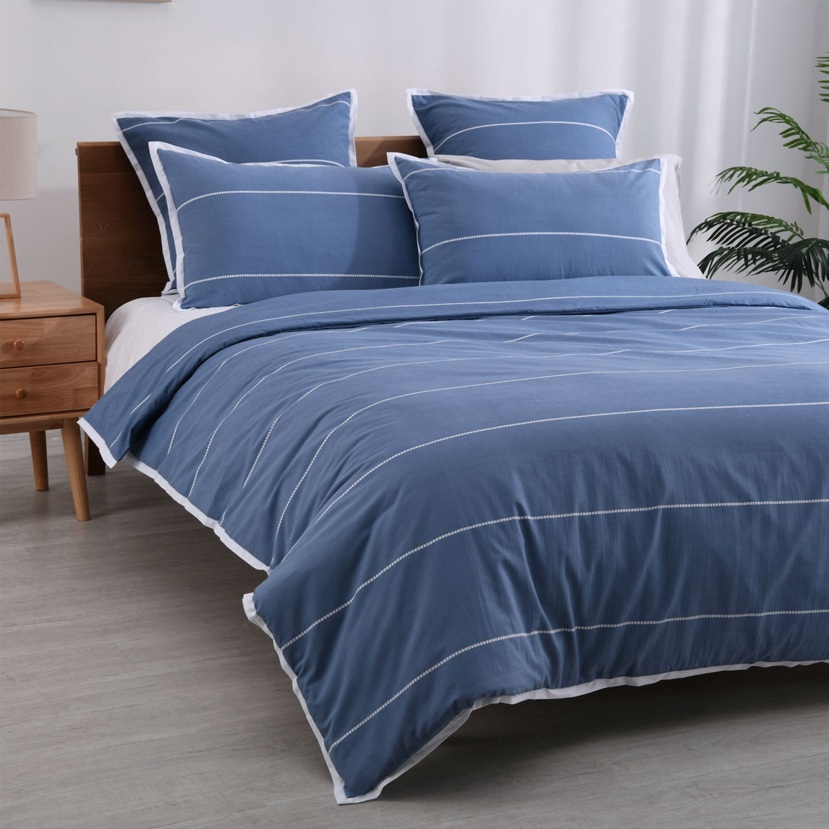 V442-WAM-QUILTCS-CALISTA-INDIGO-KI-204703-00 Jason Calista Indigo Quilt Cover Set King - Image 1