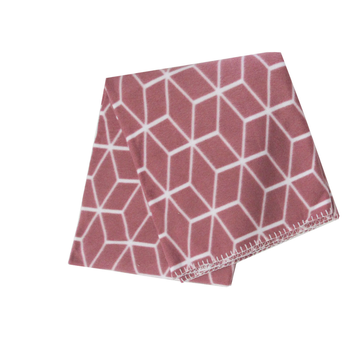 V442-YTL-THROW-TILINGPOLAR-DUSTYROSE-RE-202502260926-00 Tiling 175GSM Geometric Pattern Printed Polar Fleece Throw Rug 120 x 150cm Dusty Rose - Image 1