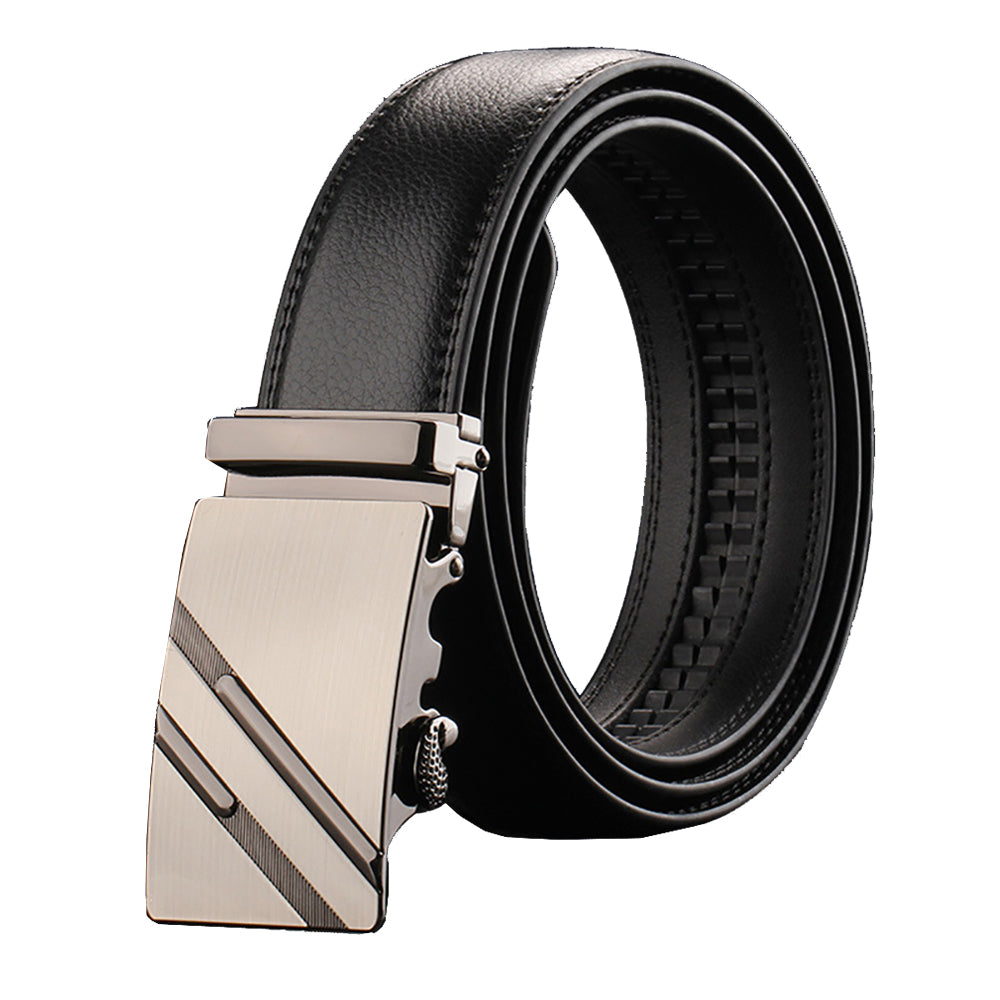V462-FB-85-02-96513-00 Adjustable Slide Luxury Leather Belt For Men's Automatic Buckle Ratchet Business Dress Belts (FB8502#15) - Image 1