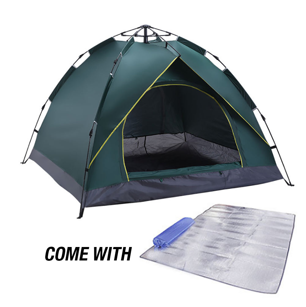 V462-TO-27-02-143725-00 Waterproof Automatic Camping Tent 3-5 Person Come with Moisture Proof Pad(Green) - Image 1