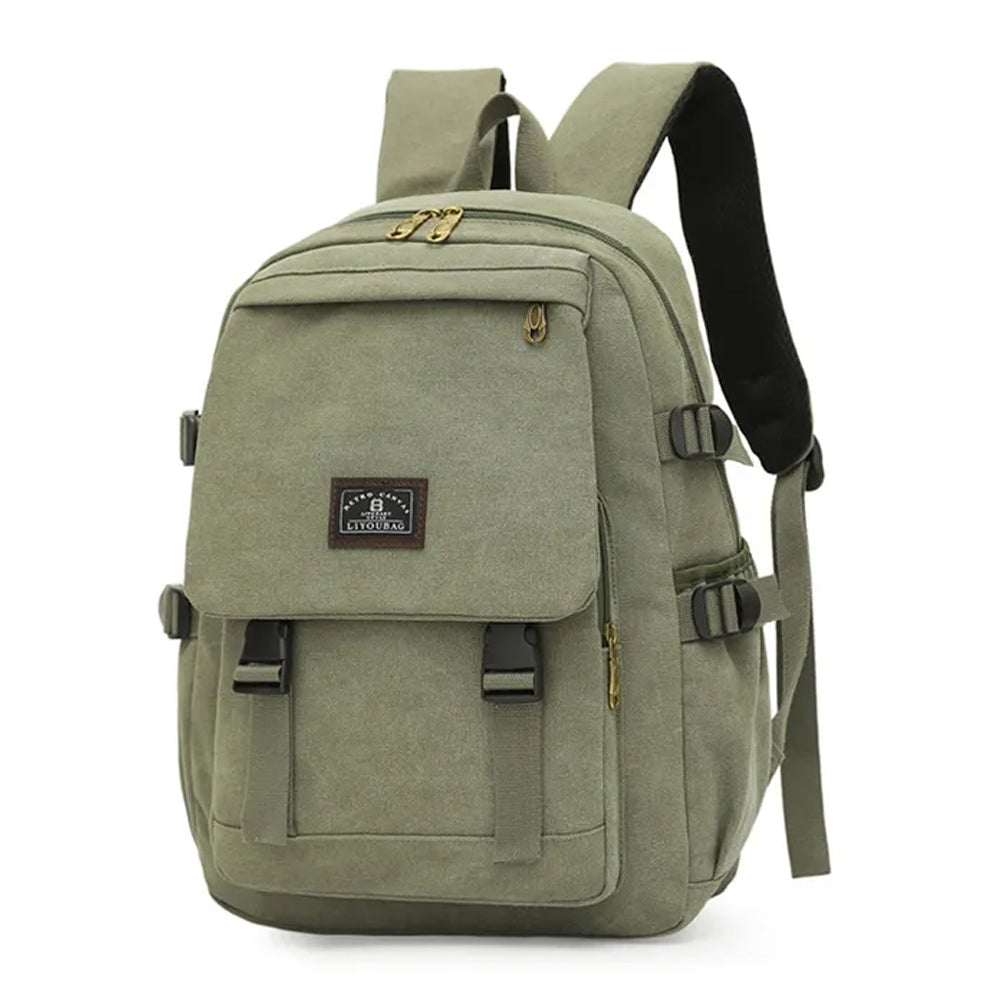 V462-TO-42-03-98727-00 Unisex Leisure Canvas Backpack Durable Waterproof Outdoor Travel Rucksack(Navy Green) - Image 1