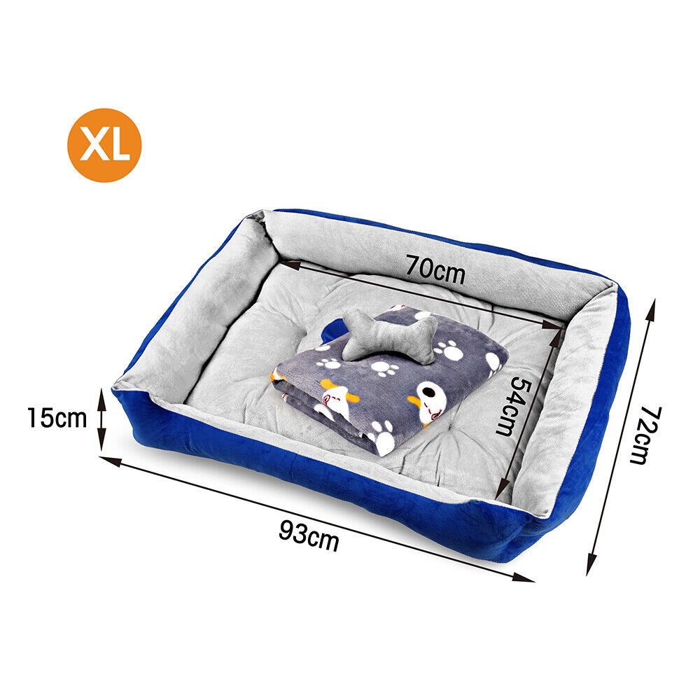 V465-29702-149180-00 Vaka Navy Dog Bed Pet Cat Calming Floor Mat Sleeping Cave Washable Extra Large 29702 - Image 1
