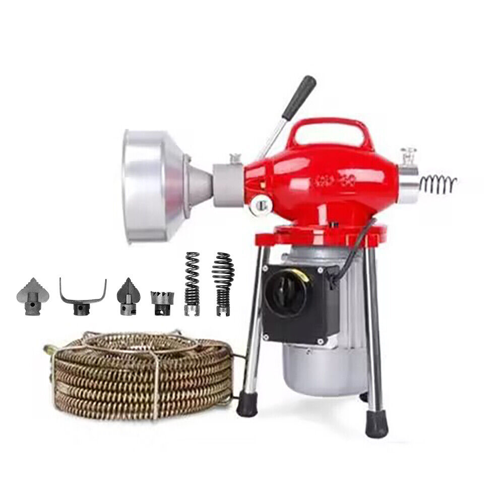 V465-53001-1-186520-00 400W Drain Cleaner Electric Eel Rigid Plumbing Sewerage Pipe Machine 6 Cutters - Image 1