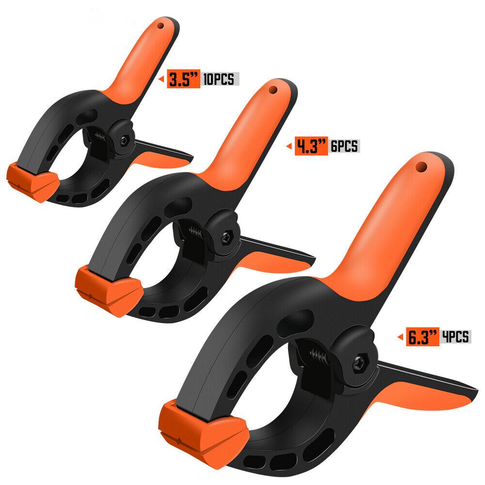 V465-66009-AU-5-85423-00 20Pc Spring Clamps Set Heavy Duty Nylon Clips 3 Sizes Non-Slip Grip TPR Handle - Image 1