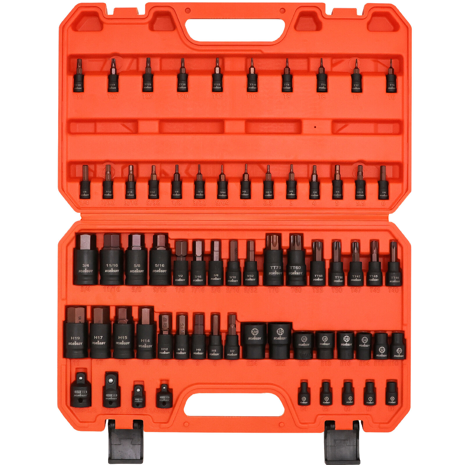 V465-84025-191773-00 HORUSDY 66Pcs Torx Bit Socket Female External Socket Set Impact Adapter Socket - Image 1