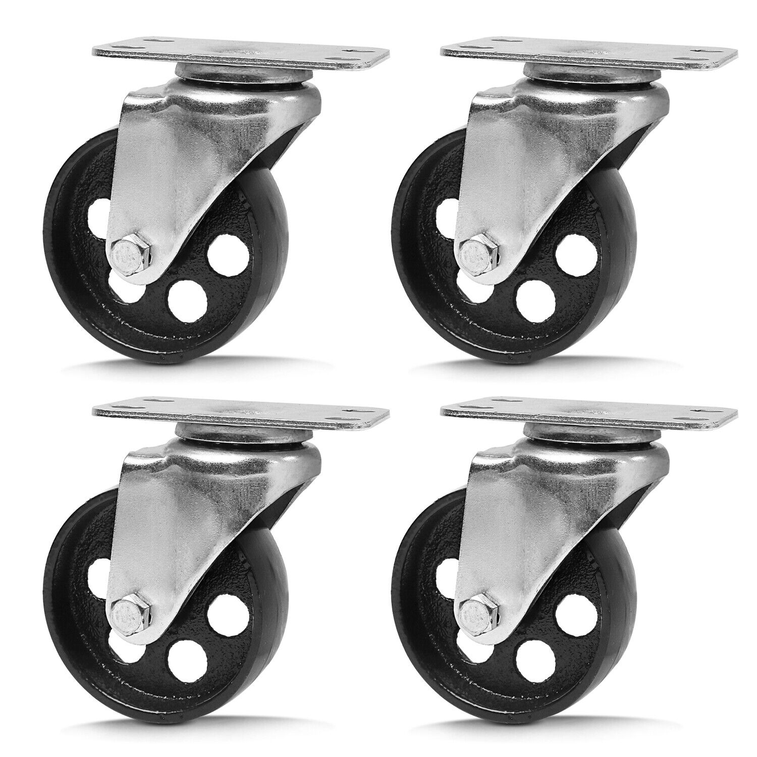 V465-86024-85328-00 4Pc 3.5'' Heavy Duty Steel Castor Wheel Swivel Caster 500KG/EA Loading Capacity - Image 1