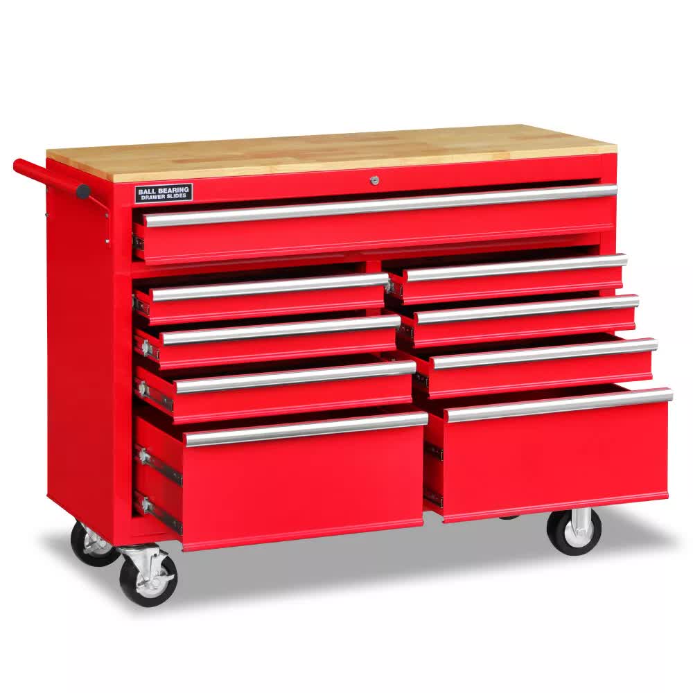 V465-86512-209282-00 9 Drawers Tool Box Chest Cabinet Trolley Box Garage Storage Toolbox Red 1000lbs - Image 1