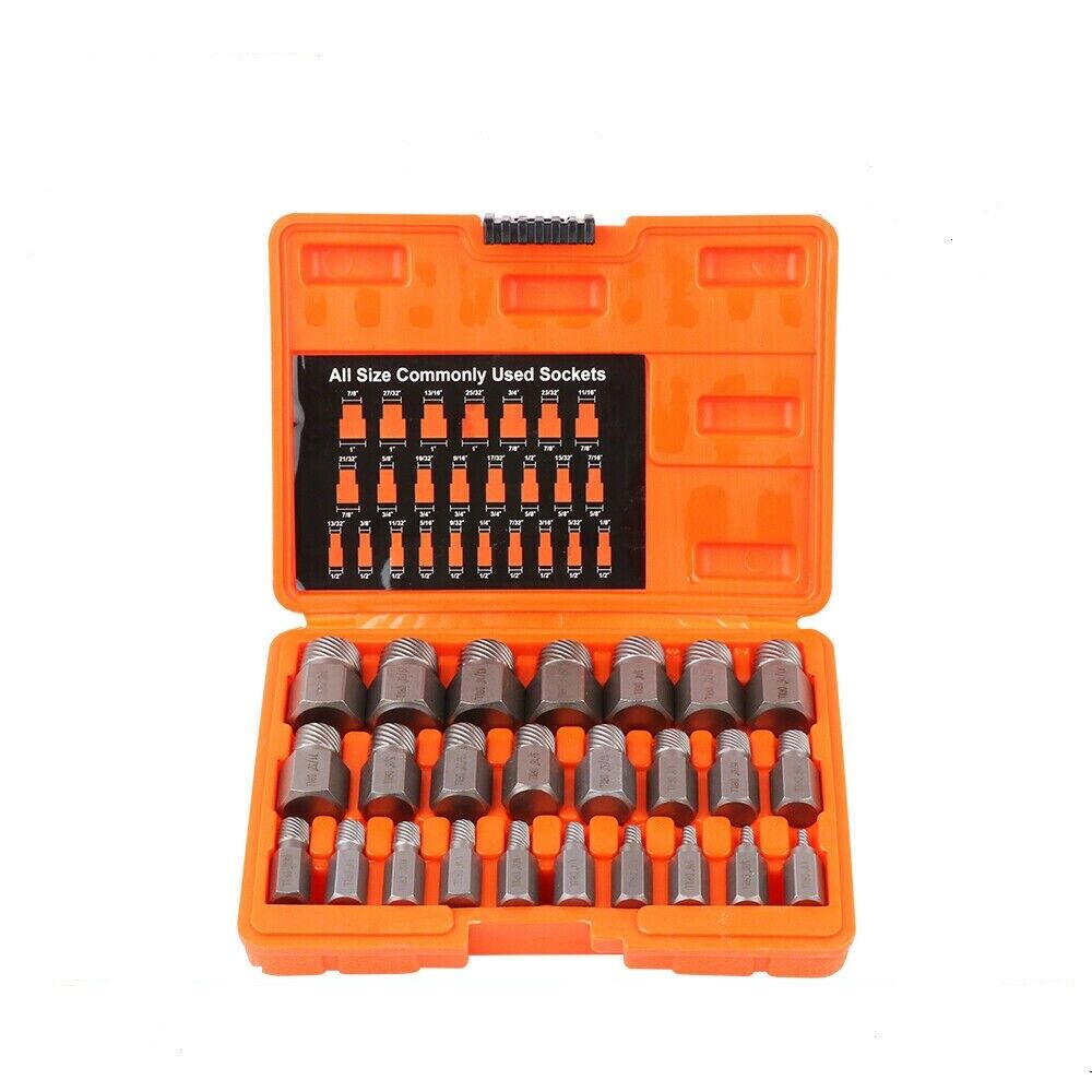 V465-95324-AU-85370-00 25Pc Screw Extractor Set Multi-Spline Easy Out Broken Bolt Remover Tool Hex Head - Image 1