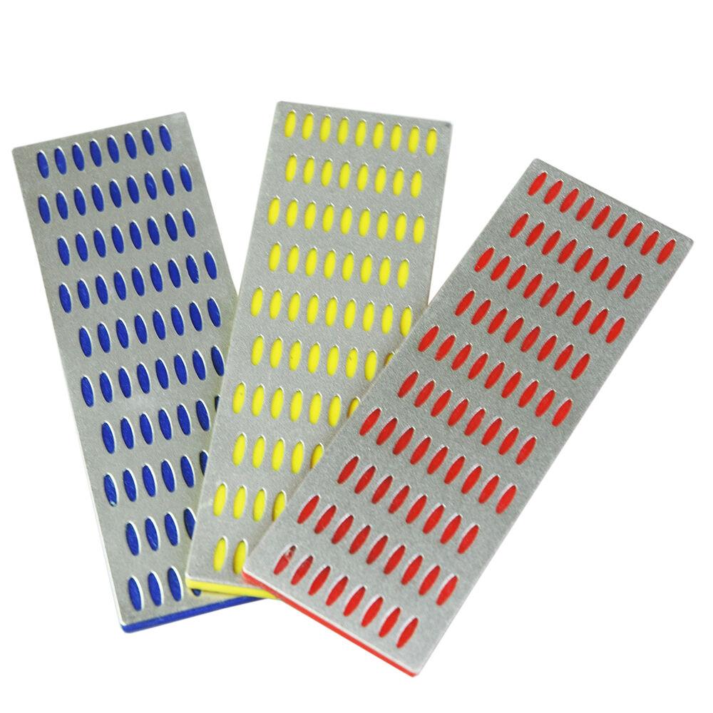 V465-97247-85436-00 3Pc Diamond Sharpening Stone Whetstone Sharpener Set Scissors Knife With 3 Grits - Image 1