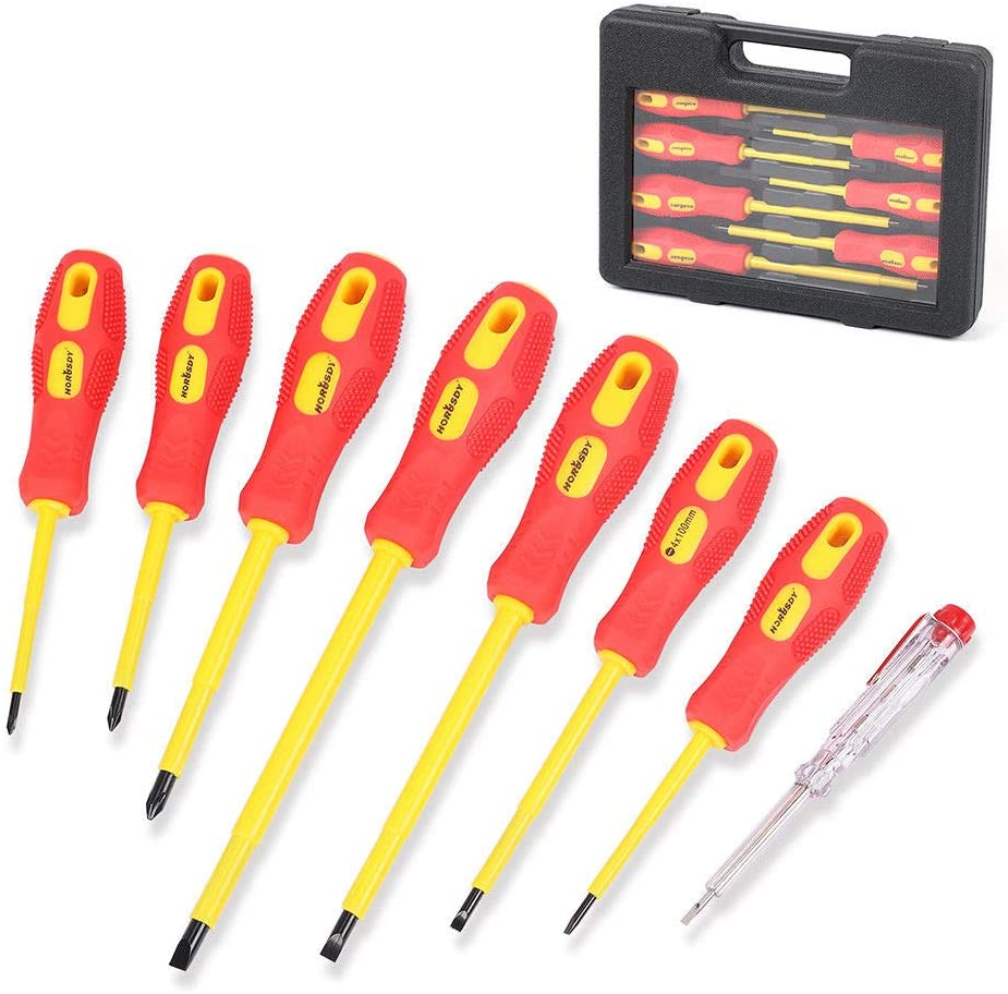 V465-97271-AU-2-85443-00 8Pc Insulated Screwdriver Set Magnetic Slotted Phillips Electricians With Case - Image 1