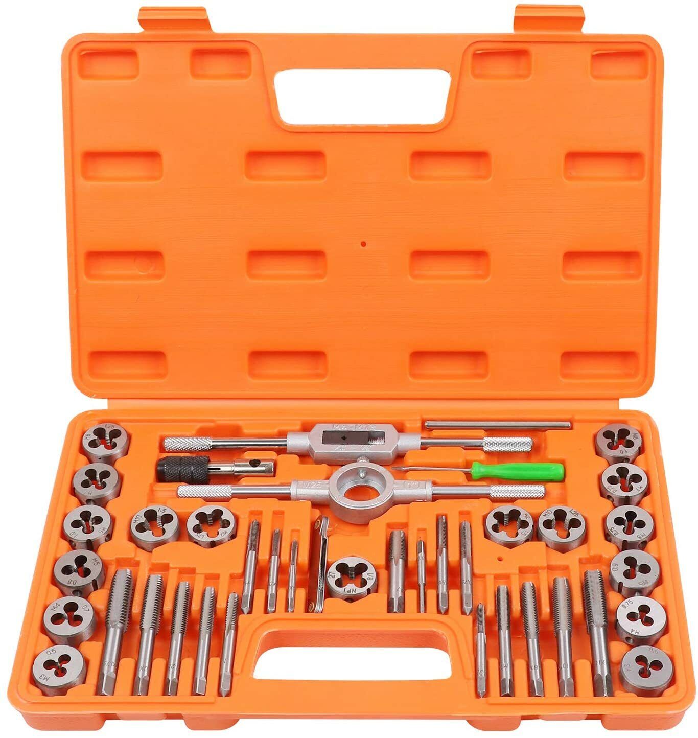 V465-97772-AU-5-85402-00 40Pc Tap And Die Set Imperial SAE Screw Screwdriver Thread Drill W/t Pitch Gauge - Image 1