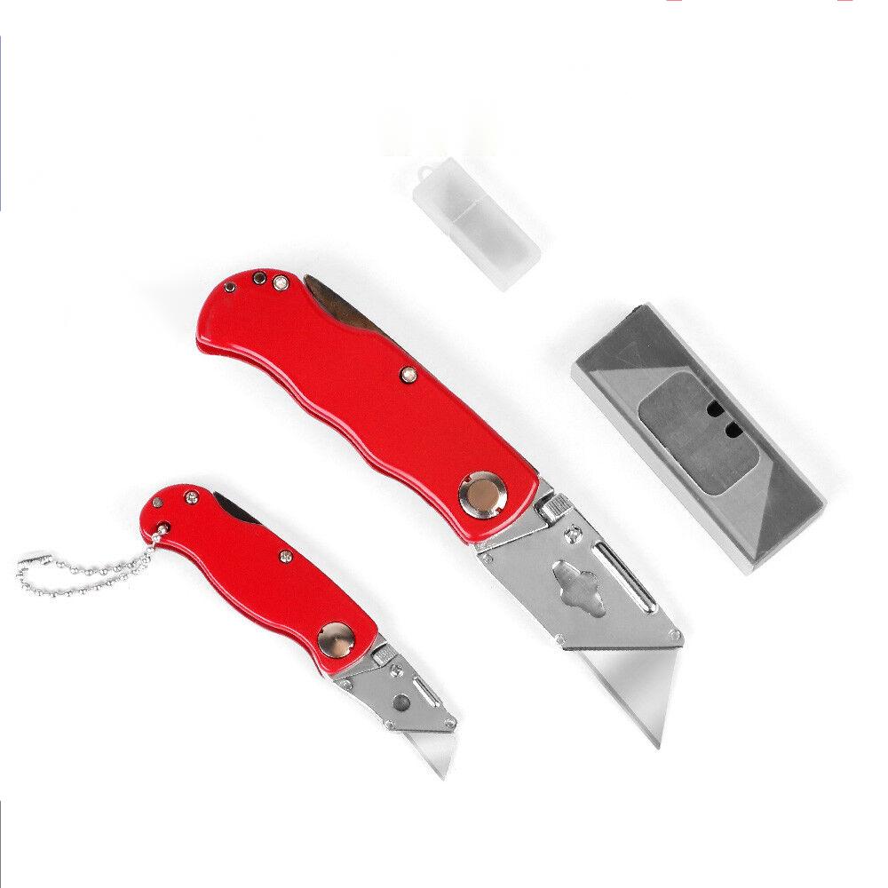 V465-97783-AU-5-85500-00 2Pc Folding Utility Knife Aluminium Handle & 10 Spare Stanley Blades Craft New - Image 1