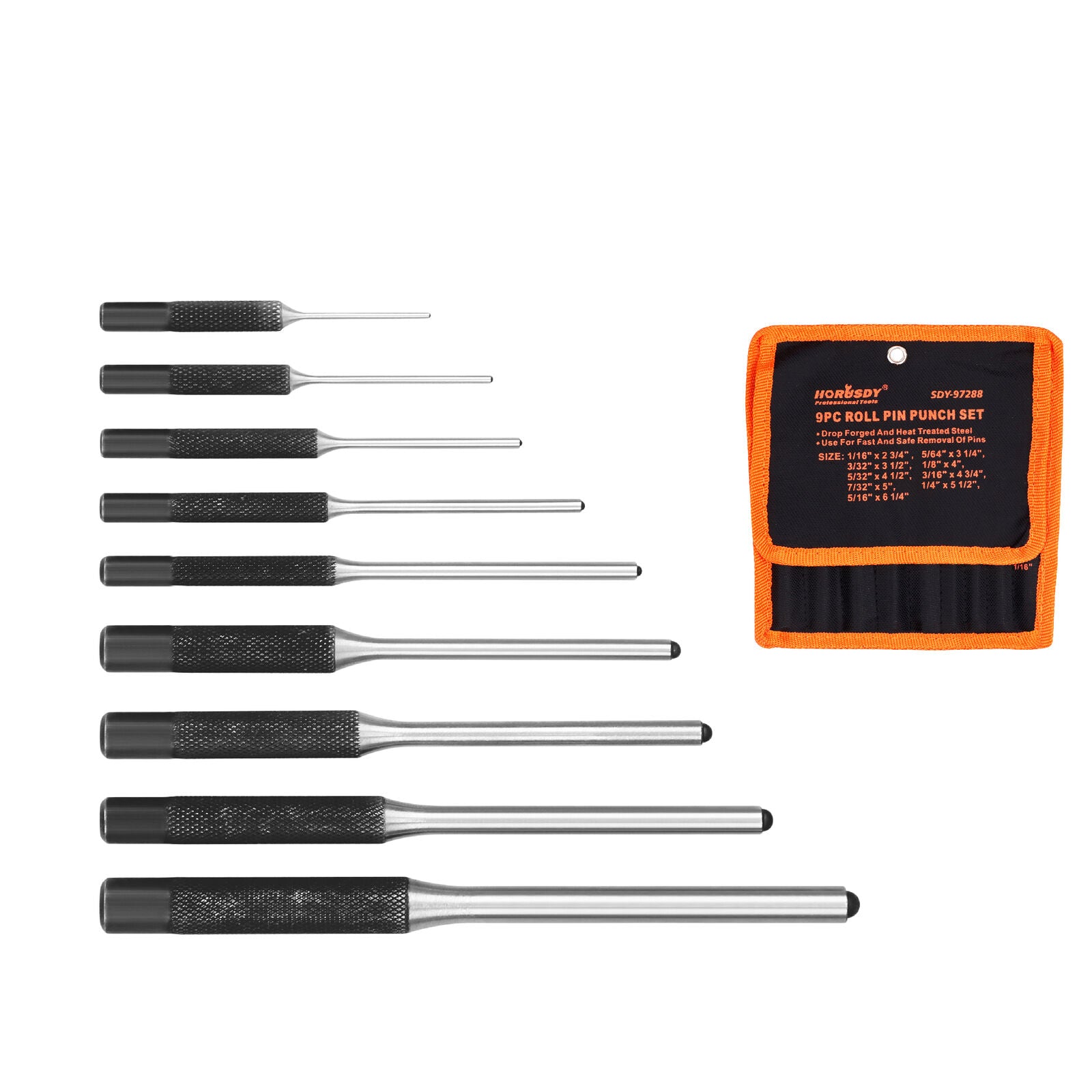 V465-97904-AU-2N-85375-00 9Pc Roll Pin Punch Set Bolt Catch Gun Building Removing Repair Tool Canvas Pouch - Image 1