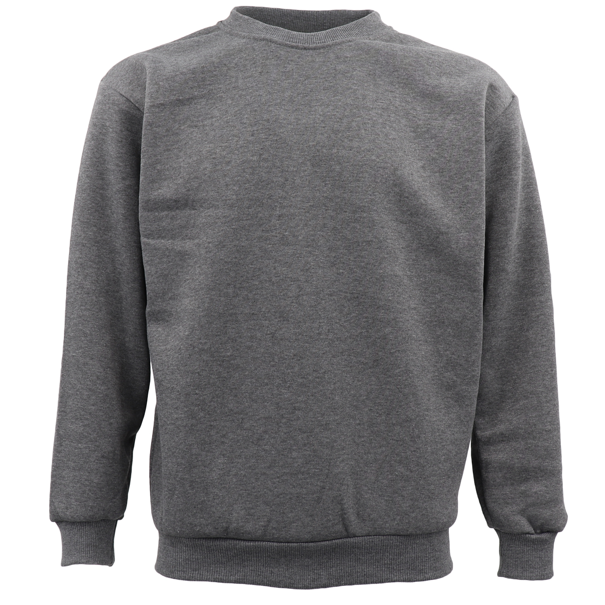 V474-211540-102678-00 New Adult Unisex Plain Pullover Fleece Jumper Mens Long Sleeve Crew Neck Sweater, Grey, L - Image 1