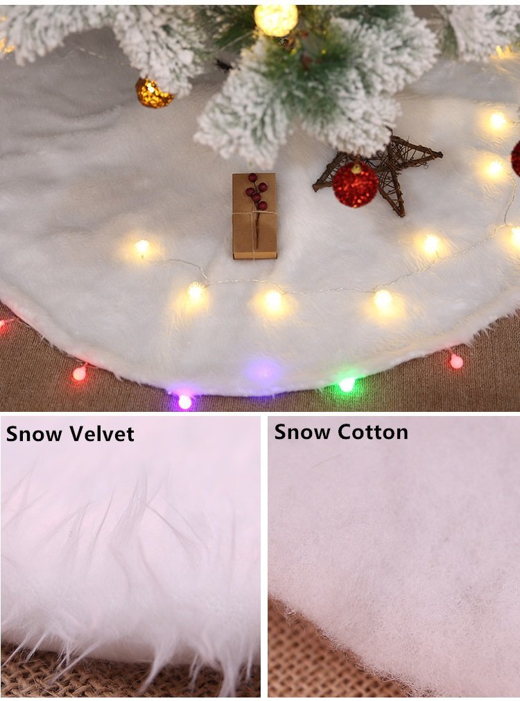V474-227370-103602-00 60/78/90/122cm Christmas Snow Plush Tree Skirt Xmas Base Floor Mat Cover Decor, 90cm (35.4") - Image 1