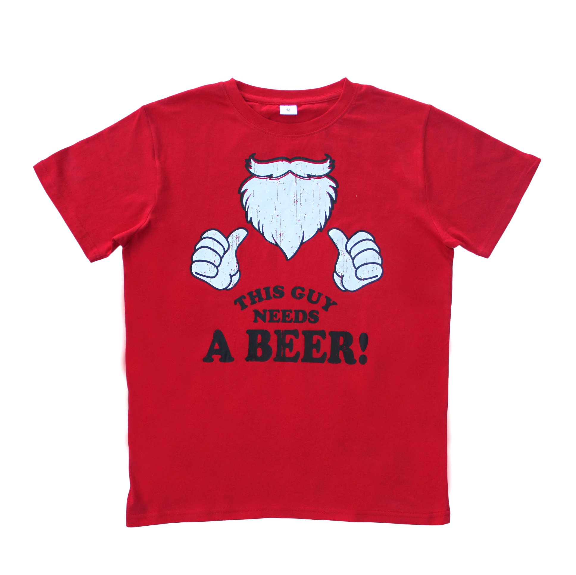 V474-227893-103444-00 New Funny Adult Xmas Christmas T Shirt Tee Mens Womens 100% Cotton Jolly Ugly, This Guy Needs a Beer!, M - Image 1
