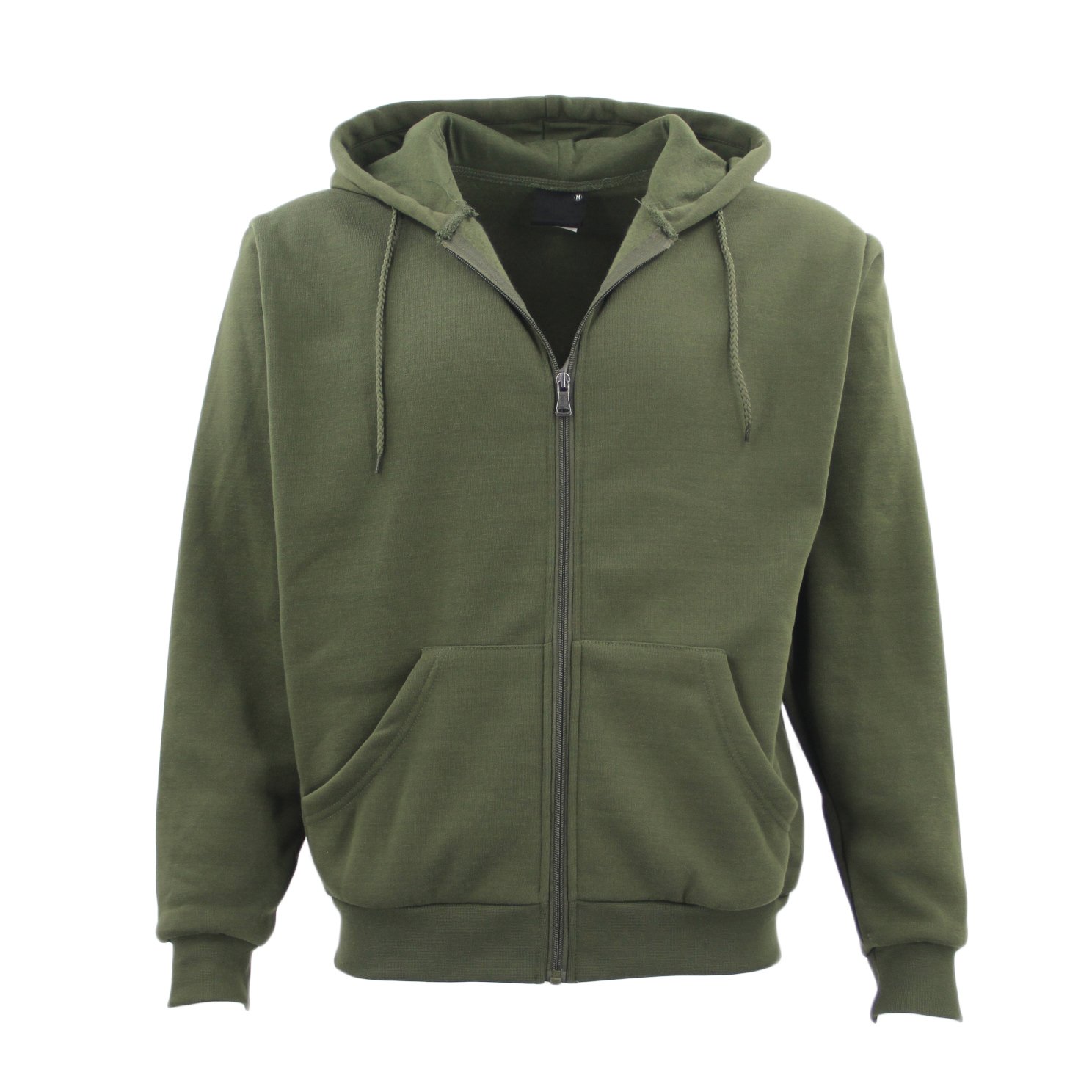 V474-239083-100369-00 Adult Unisex Zip Plain Fleece Hoodie Hooded Jacket Mens Sweatshirt Jumper XS-8XL, Olive, 3XL - Image 1