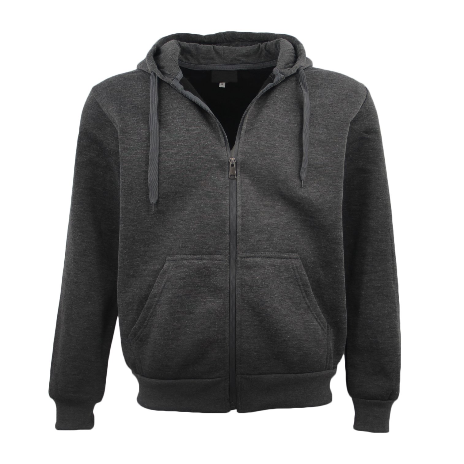V474-253218-100378-00 Adult Unisex Zip Plain Fleece Hoodie Hooded Jacket Mens Sweatshirt Jumper XS-8XL, Dark Grey, XS - Image 1