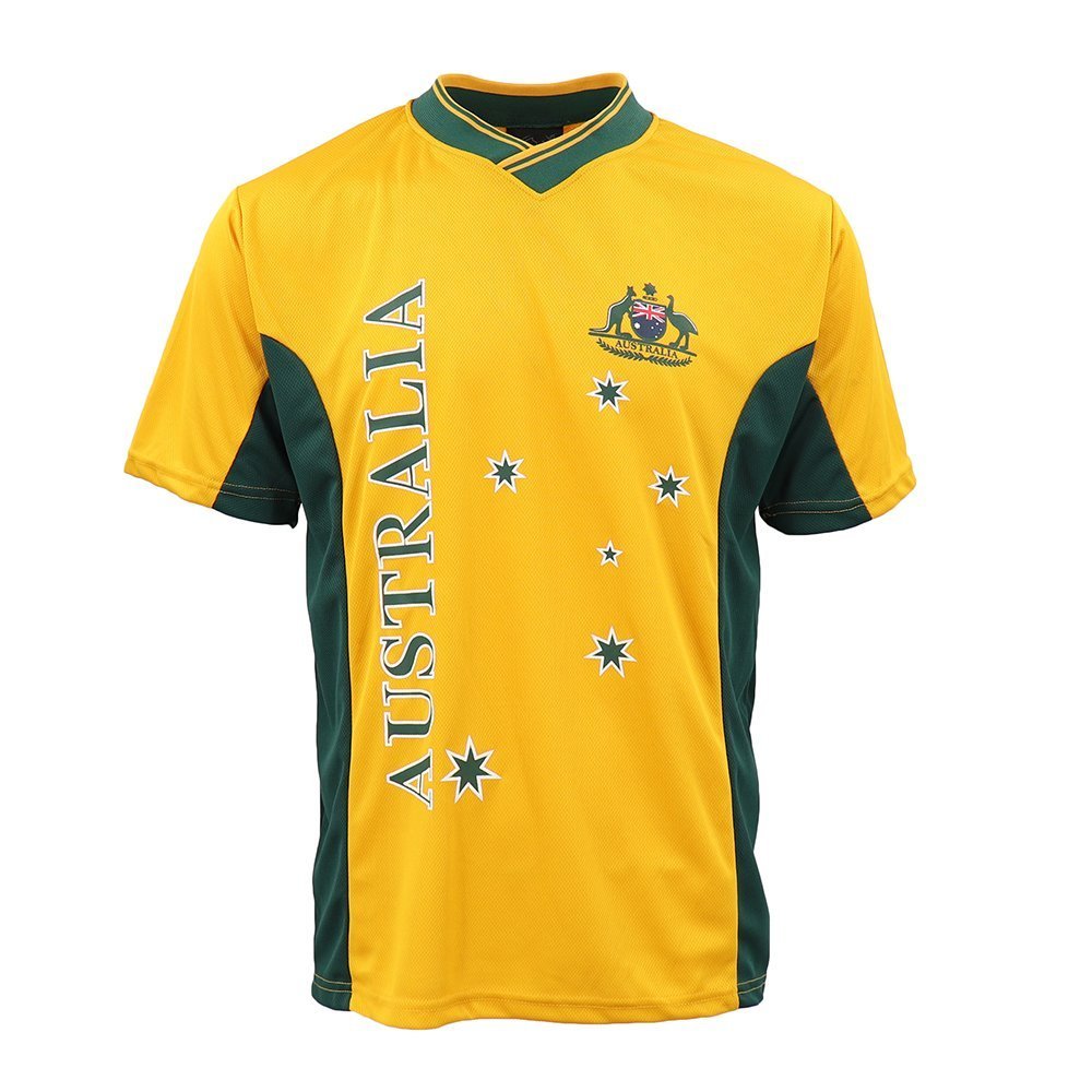 V474-282934-101020-00 Adults Kids Men's Sports Soccer Rugby Jersy T Shirt Australia Day Polo Souvenir, Gold, 2 (Kids) - Image 1