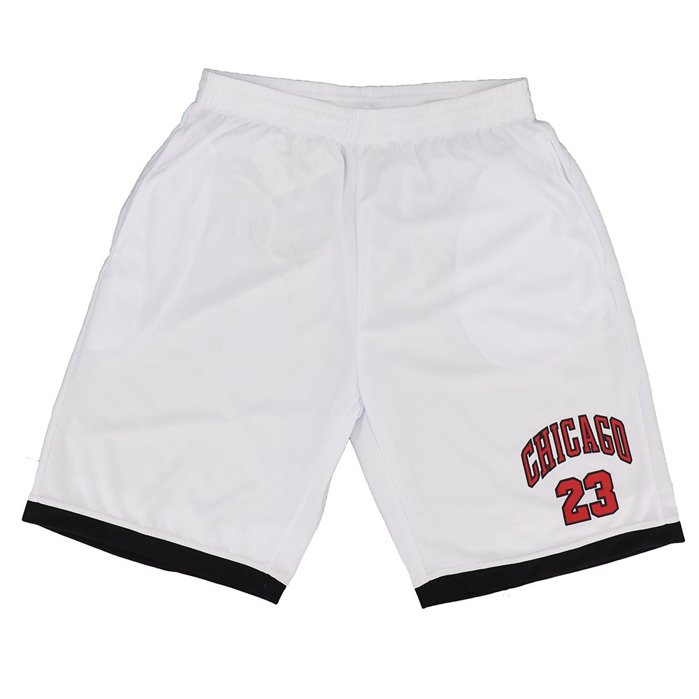 V474-308498-102121-00 Men's Basketball Sports Shorts Gym Jogging Swim Board Boxing Sweat Casual Pants, White - Chicago 23, 2XL - Image 1
