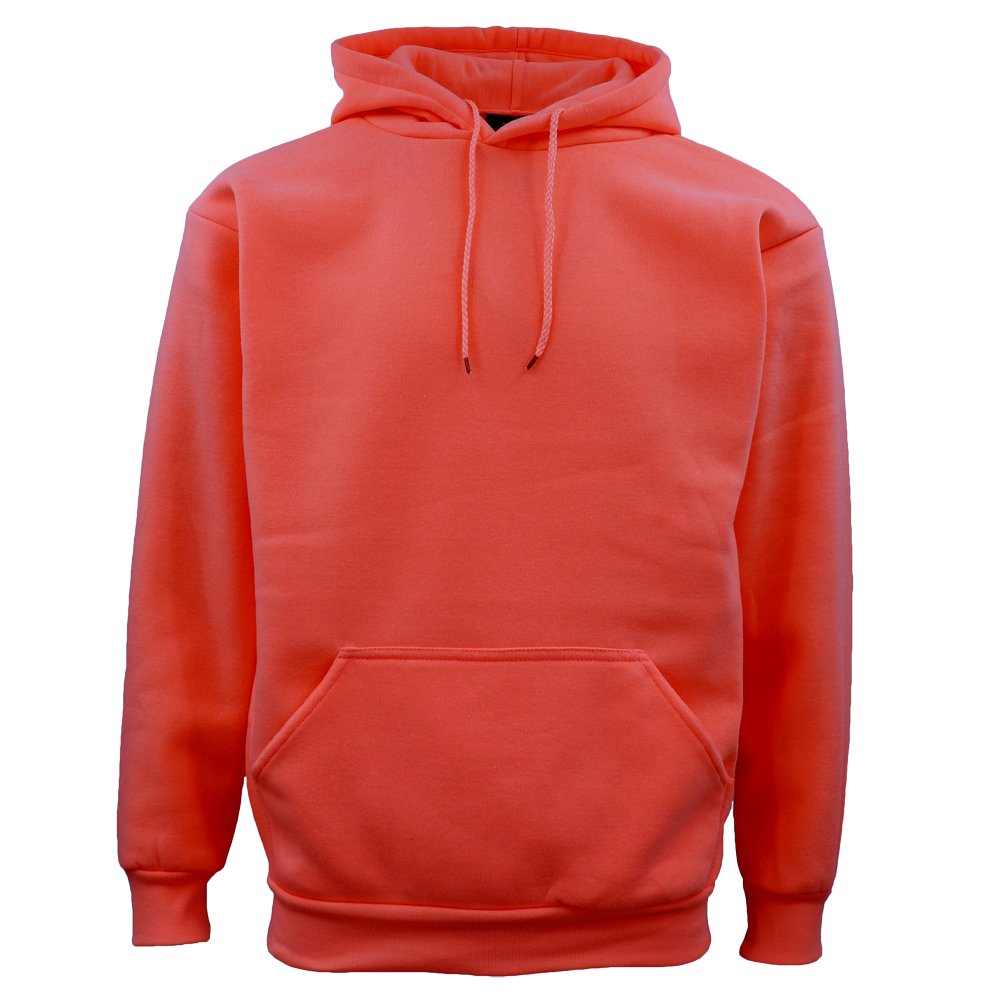 V474-361916-99626-00 Adult Unisex Men's Basic Plain Hoodie Pullover Sweater Sweatshirt Jumper XS-8XL, Coral Pink, S - Image 1