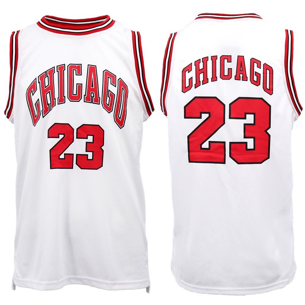 V474-378635-103339-00 New Men's Basketball Jersey Sports T Shirt Tee Vest Tops Gym Chicago Los Angeles, White - Chicago 23, S - Image 1