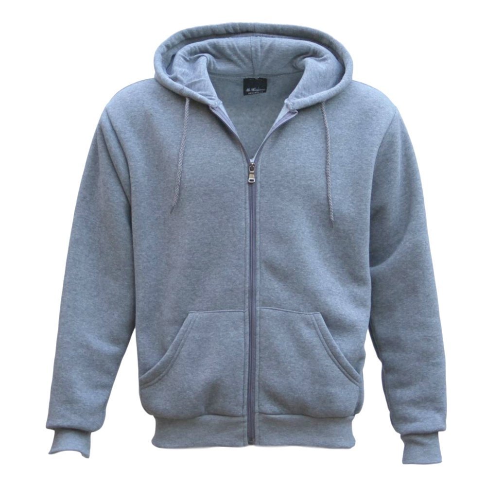 V474-400712-100402-00 Adult Unisex Zip Plain Fleece Hoodie Hooded Jacket Mens Sweatshirt Jumper XS-8XL, Light Grey, 4XL - Image 1