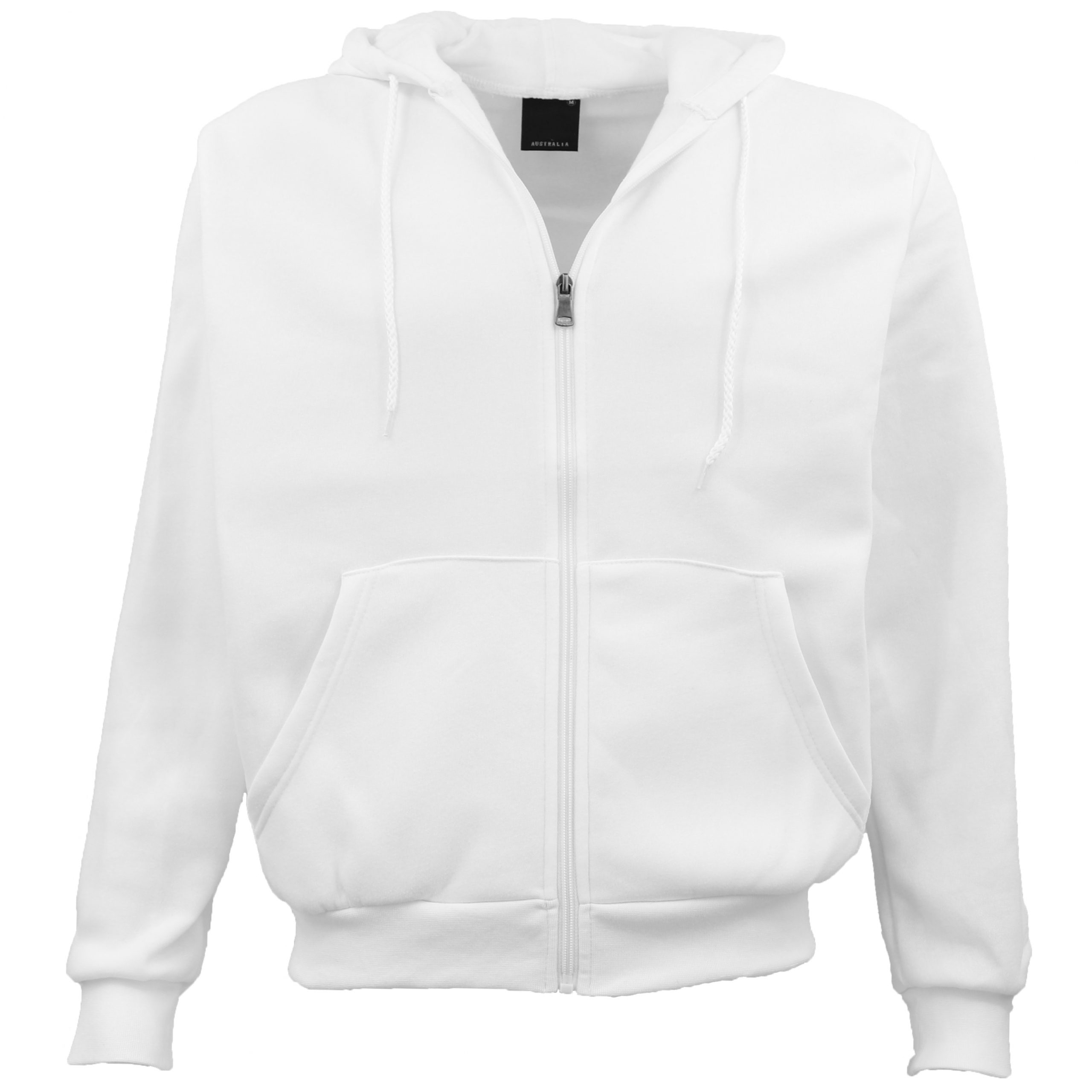 V474-421736-100445-00 Adult Unisex Zip Plain Fleece Hoodie Hooded Jacket Mens Sweatshirt Jumper XS-8XL, White, 6XL - Image 1