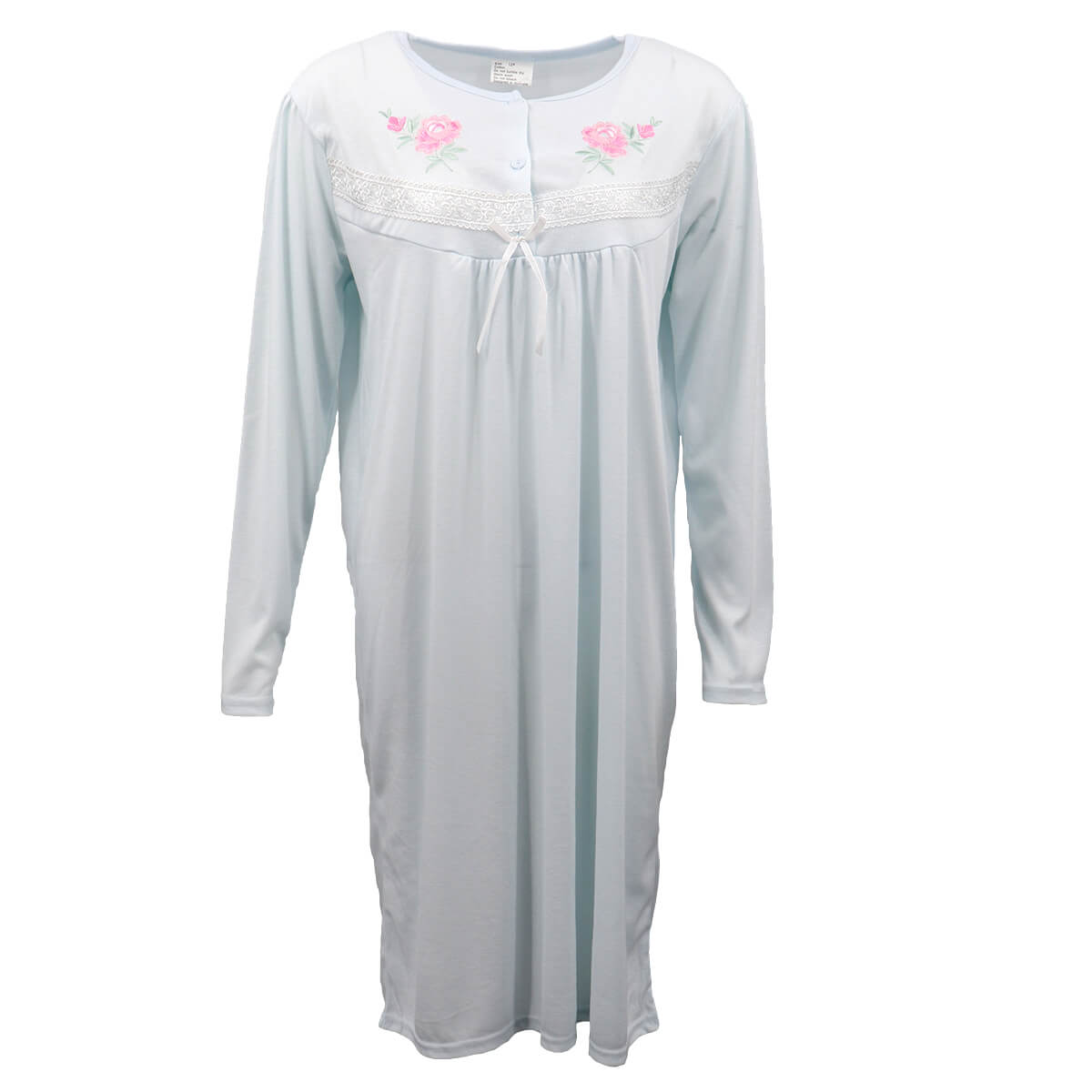 V474-473522-101704-00 100% Cotton Women Nightie Night Gown Pajamas Pyjamas Winter Sleepwear PJs Dress, Blue, 16 - Image 1
