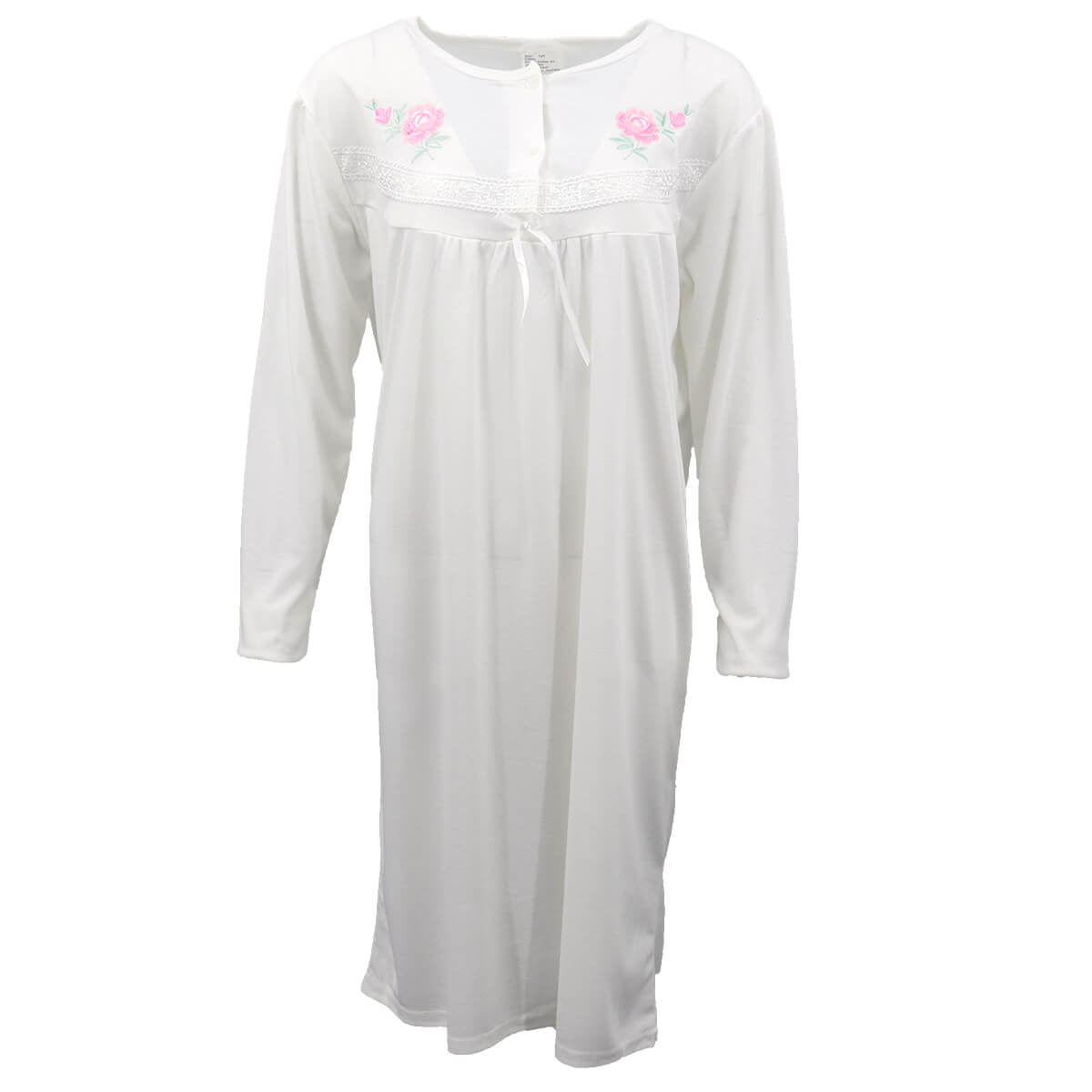 V474-473527-101709-00 100% Cotton Women Nightie Night Gown Pajamas Pyjamas Winter Sleepwear PJs Dress, Light Pink, 14 - Image 1