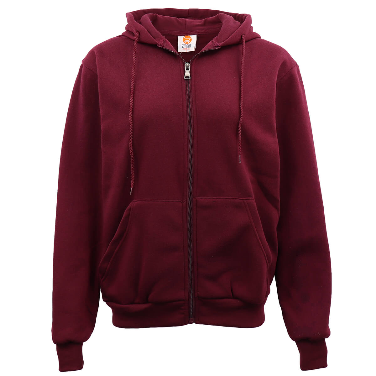 V474-483003-100501-00 Adult Unisex Zip Plain Fleece Hoodie Hooded Jacket Mens Sweatshirt Jumper XS-8XL, Burgundy, XL - Image 1