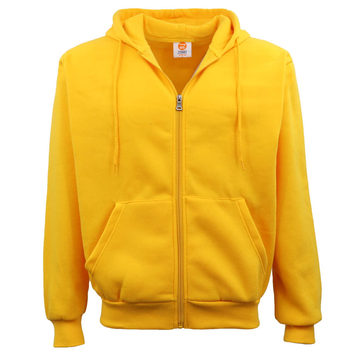 V474-483051-100579-00 Adult Unisex Zip Plain Fleece Hoodie Hooded Jacket Mens Sweatshirt Jumper XS-8XL, Yellow, XL - Image 1