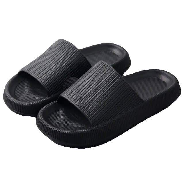 V474-483974-103827-00 Pillow Slides Sandals Non-Slip Ultra Soft Slippers Cloud Shower EVA Home Shoes, Black, 38/39 - Image 1
