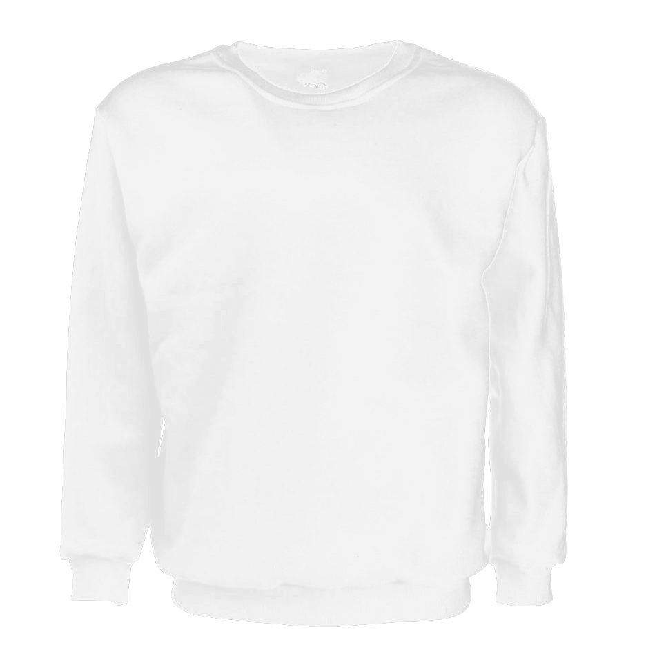 V474-512939-102417-00 New Adult Unisex Plain Pullover Fleece Jumper Mens Long Sleeve Crew Neck Sweater, White, 4XL - Image 1