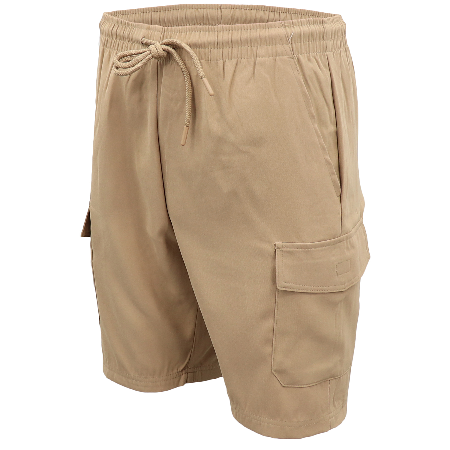 V474-557477-103446-00 Men's Cargo Shorts 4 Pockets Cascual Work Trousers Active Pants Elastic Waist, Khaki, XL - Image 1