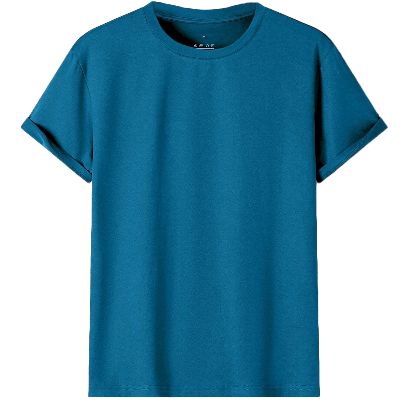 V474-613118-100220-00 Adult 100% Cotton T-Shirt Unisex Men's Basic Plain Blank Crew Tee Tops Shirts, Aqua, S - Image 1